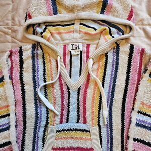 Label+Thread Baja Hoodie Ecru Multi $245 Womens XS Luxury Knitwear Terry Sweater